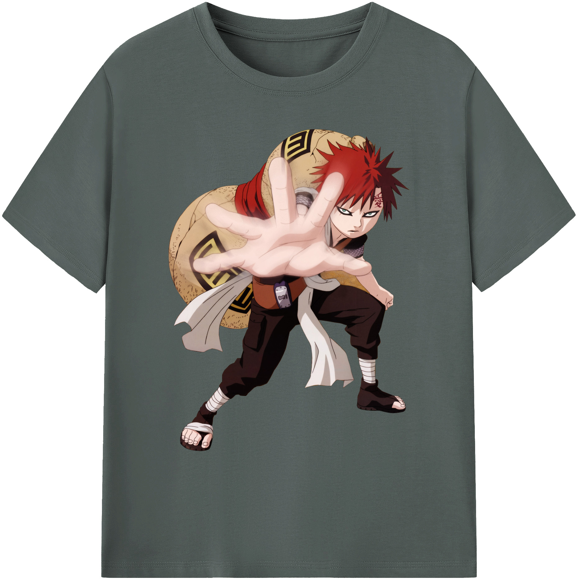（画像用） NARUTO -ナルト- ガアラ Gaara 綿100％ メンズ半袖Tシャツ｜肌触りやわらか＆通気性